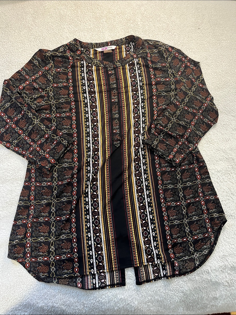 AX Paris Black Patterned Open-Front Tunic BlazerA019